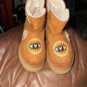 Harper Canyon Embroidered Suede Boots with Heart Eye Design